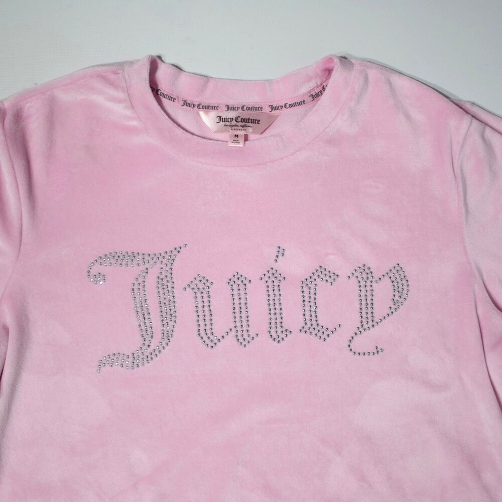 Juicy Couture Sleepwear Classic Velour Bling 2-Piece Pajama Set Pink Women Sz. M - Picture 4 of 15